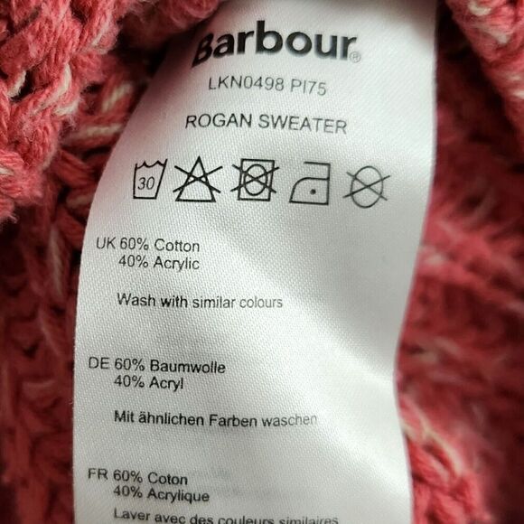 Barbour Sweater Womens 12 Pink Rogan Chunky Knit Pullover Button Detail - Picture 6 of 9